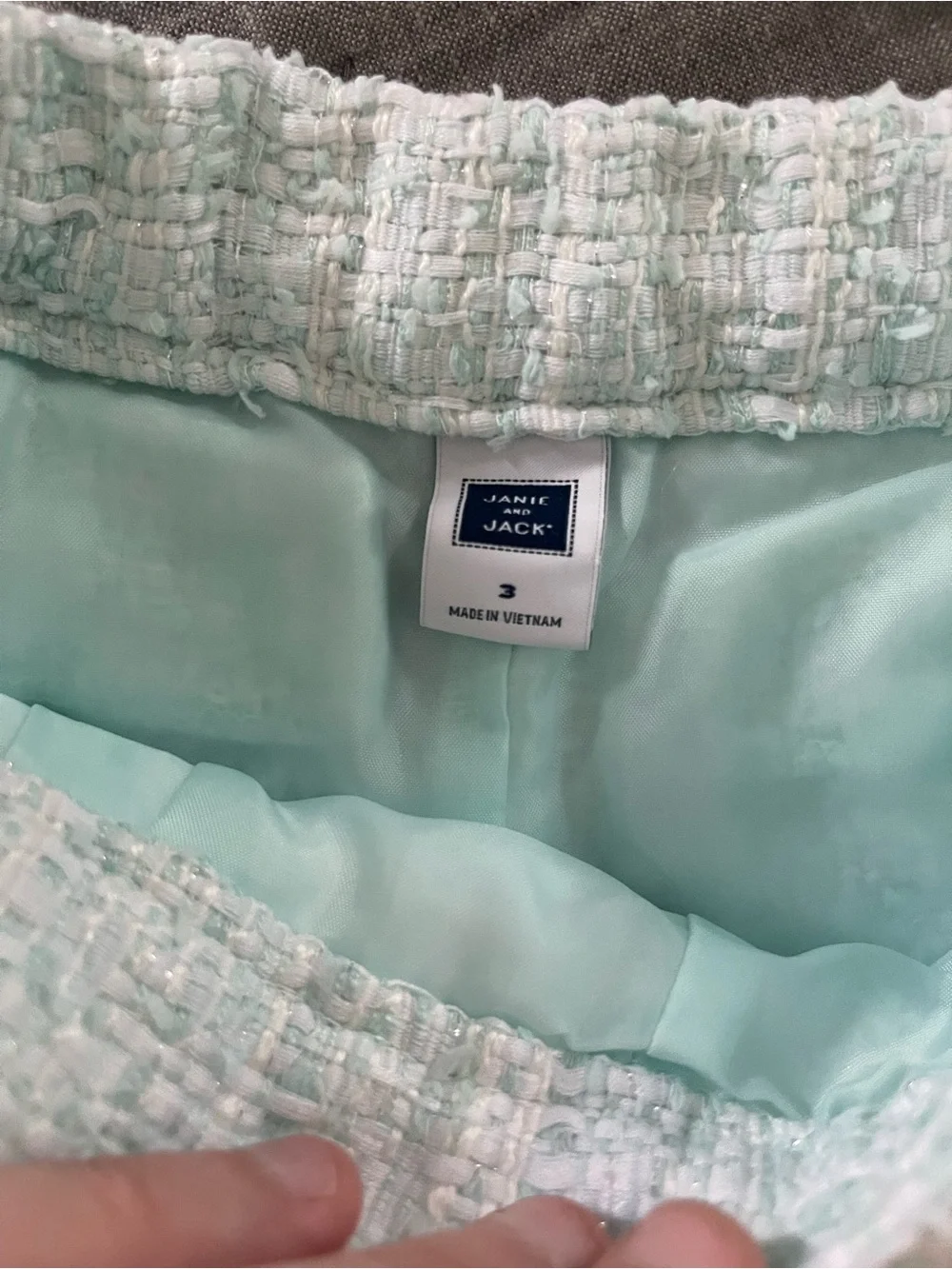 Janie and Jack Light Mint Boucle Tweed Shorts Blue Green Sz 3 Preppy Easter